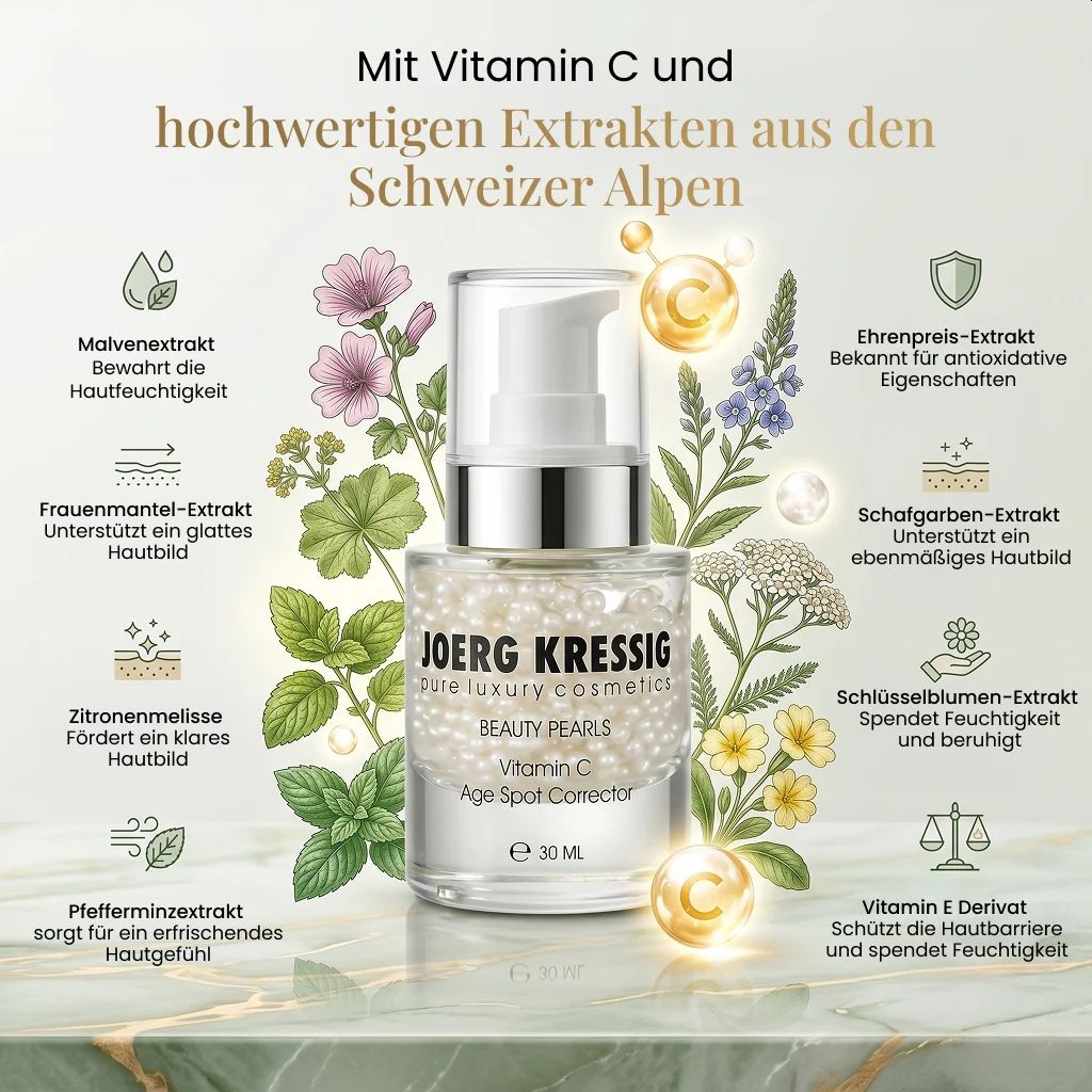 JOERG KRESSIG Beauty Pearls Facial Serum, Vitamin C Age Spot Corrector