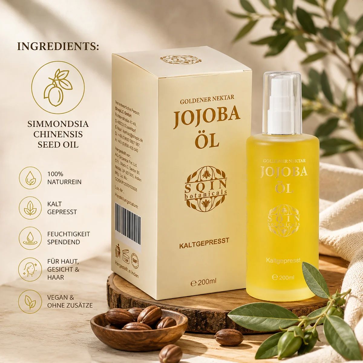 SQIN Botanicals Cold-pressed Natural Jojoba Oil