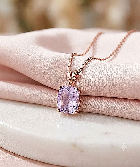 Rose De France Amethyst Silver Pendant