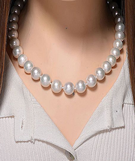 White Edison Pearl Necklace, Silver