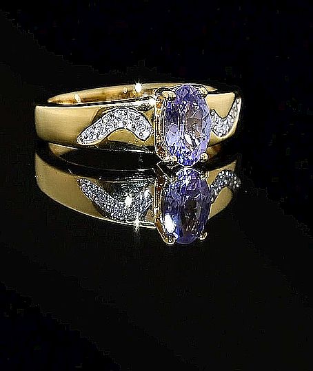 D'Joy Tanzanite & Moissanite Gold Ring