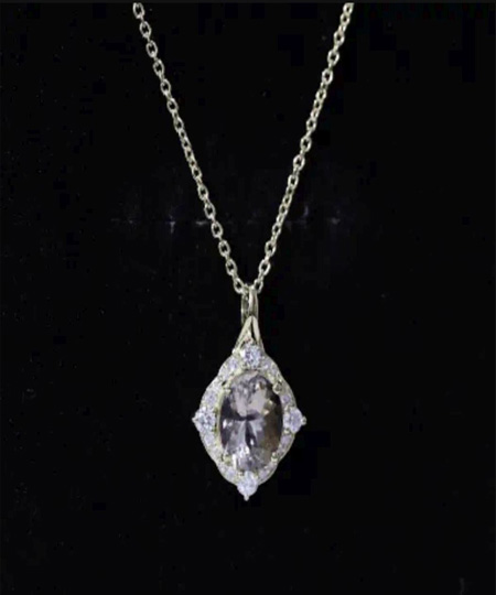 Vintage Inspired 2.5 Carat Morganite Bridal Necklace with Diamond Halo